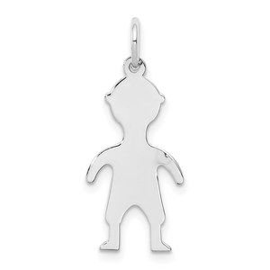 Million Charms Sterling Silver Rhod-plated Eng. Boy Front/Satin Back Disc Charm